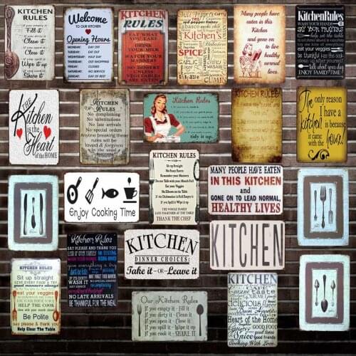 [ Mike86 ] Kitchen Rule Knife fork spoon Metal Sign Wall Plaque Poster Custom personality Painting Decor Art LT-1697