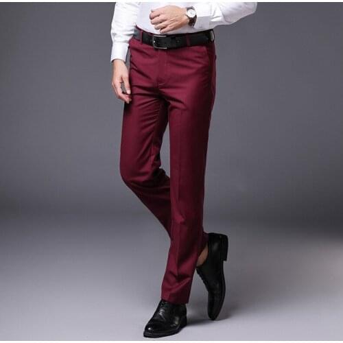 2019 Mens Business Casual Pants Men Suit Pants Black Spring Autumn Fashion Male Elastic Straight Formal Mens Classic Trousers
