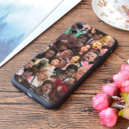 For iPhone Parks And Recreation Collage Print Soft Matt Apple iPhone Case