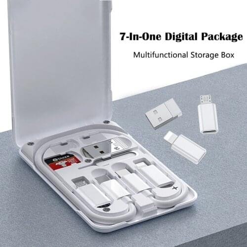 Multi-function Universal Smart Adapter Card Storage Box Charging Suit for iPhone Xiaomi Travel Portable Storage Bag