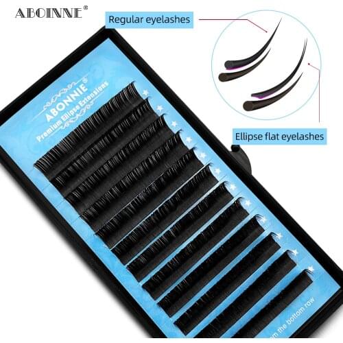 Wholesale Price Black Ellipse Flat Lashes Faux Mink Volume Lashes Flat Matte Eyelash Extension Supplies Makeup Private Label