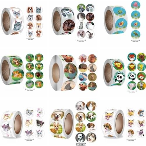 500pcs/roll Zoo Animals cartoon Stickers for kids DIY classic toys sticker school teacher reward sticker Cute Motivational Label