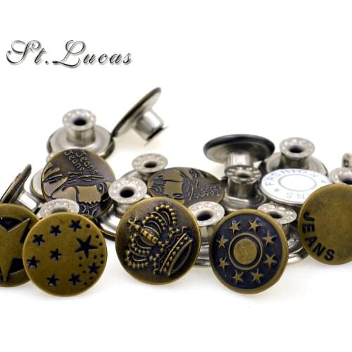 New arrive 10sets/lot 17mm bronze fashion metal jeans button shank button for garment pants sewing clothes accseeories handmade