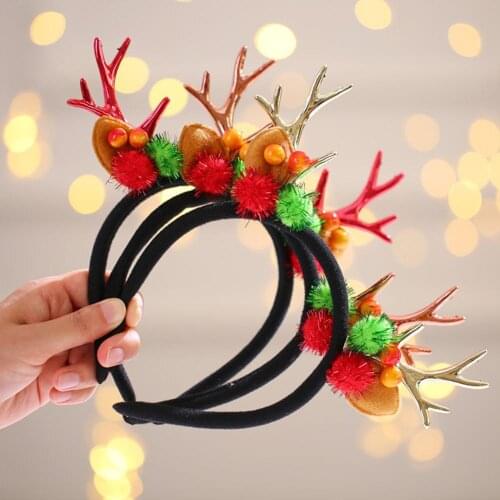 Cute Elk Antler Christmas Hat Sequins Hair Hoop Hairband Headband Xmas Headwear Christmas Headbands Cute Hair Accessories
