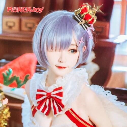 Monenjoy Re Life in a different world from Zero Rem Cosplay Wig Christmas Cos Hair
