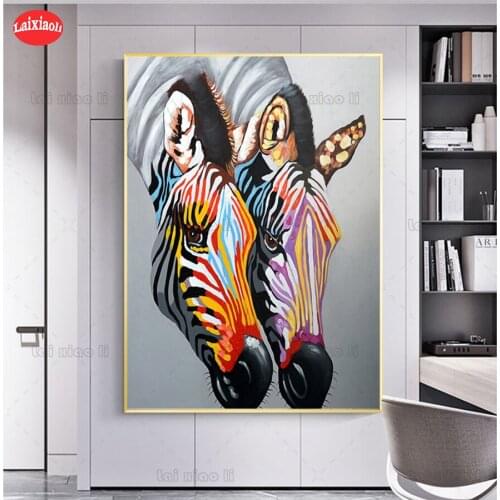 Full Square round drill Diamond painting Colorful Zebras Graffiti Art Painting Diamond embroidery Cross stitch resin office