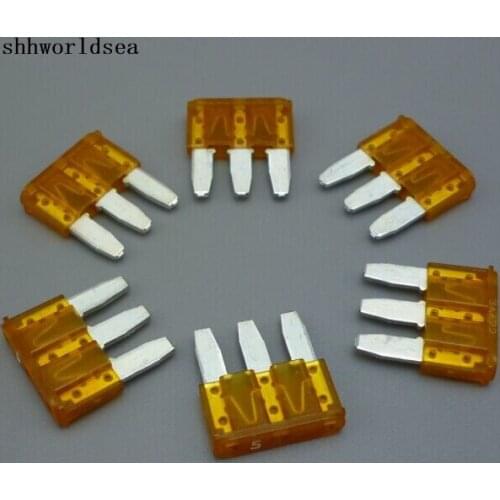 Shhworldsea 100PCS 14*15mm 3P mini auto blade fuse 5A