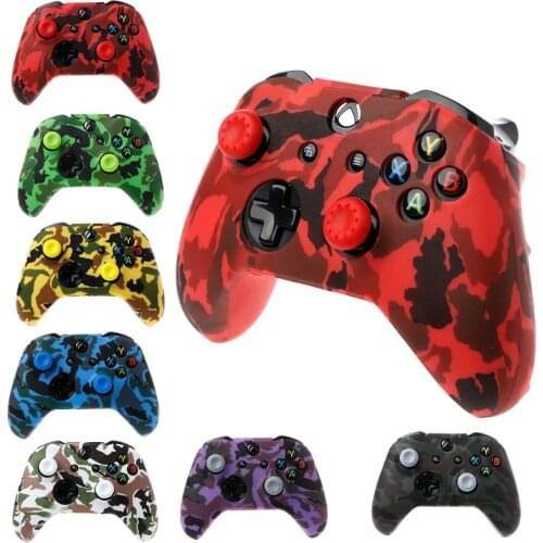 Silicone Protective Skin Case for XBox One X S Controller Protector Water Transfer Printing Camouflage Cover Grips Caps