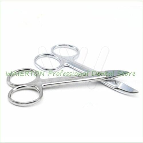 Dental Stainless Steel Metal Crown Scissors Ligature Wire Cutter Curved Tip