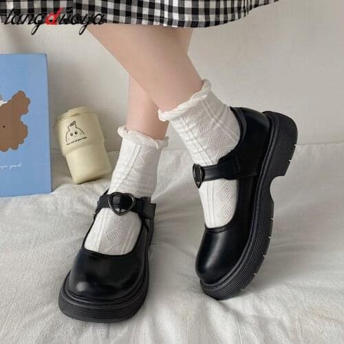 Heart-shaped Mary Jane Lolita shoes Japanese Style Women Vintage Soft Sister Girls Platform College Student Cosplay Costume Shoe