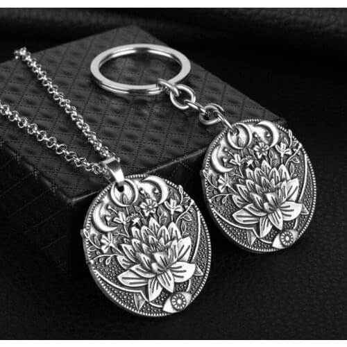 Vintage Mandala Amulet Lotus Meditation Pendant Necklace Spiritual Tibetan Religious Necklaces Lovers Jewelry Collier Trinket