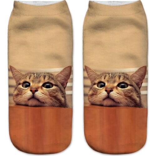 ZHBSLWT New Space Cat Pattern 3D Print Women Socks Animal Casual Cartoon Socks Unisex Low Cut Ankle Socks-003