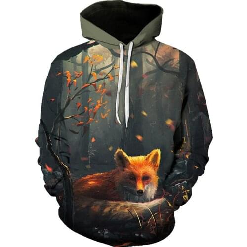 Fox and Wolf printed womens 3d hoodie brand sweatshirt mens pullover fashion sportswear animal street clothing enthusiasts swe