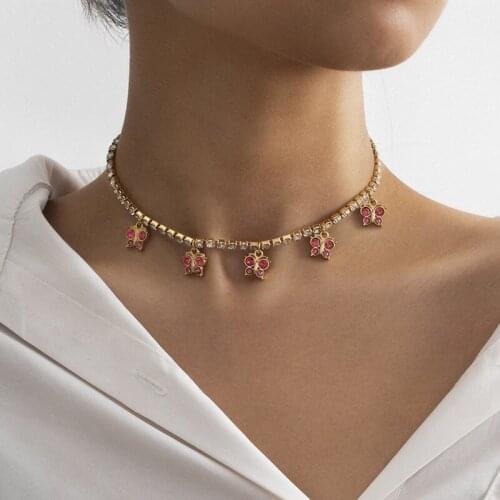 Women Fashion Sweet Crystal Butterfly Choker Necklace for Women Trendy Cute Necklace Jewelry Accessories