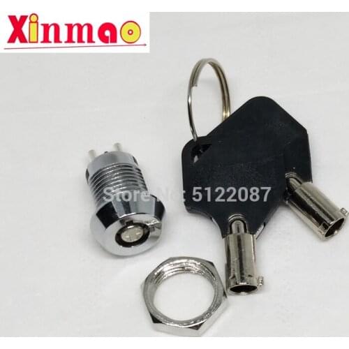 1PCS 12MM Stainless Steel Telephone Lock Electronic Lock Power Lock Key Switch S1201 Double Side Pull Out Type 0.5A250V AC 2Keys
