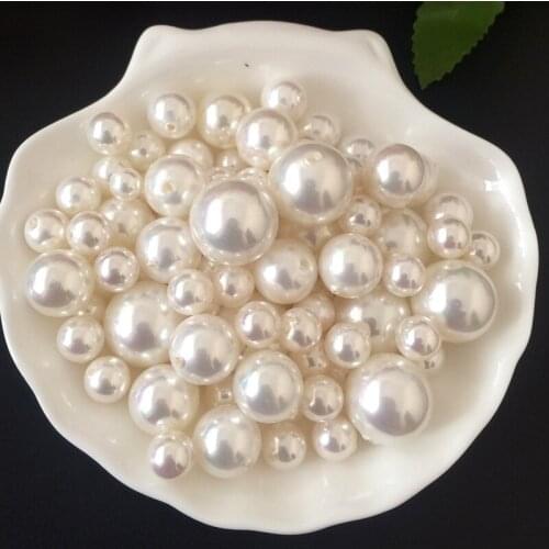 100pcs/lot 4-12 mm round pearl pearl imitation pearl white hole made by hand Half of the hole BK019
