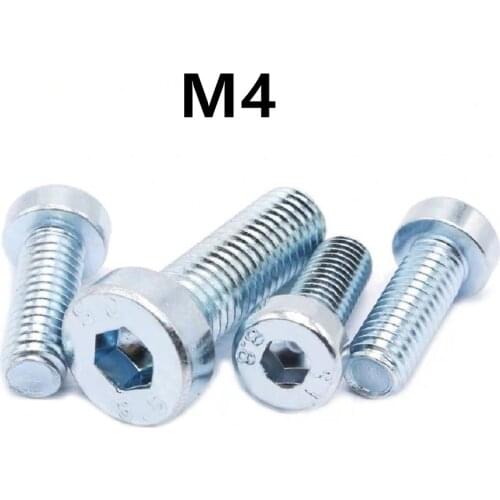 100PCS M4x8/10/12/16/20mm 8.8 Galvanized DIN7984 Hexagon Socket Thin Low Short Profile Head Allen Cap Screw Bolt