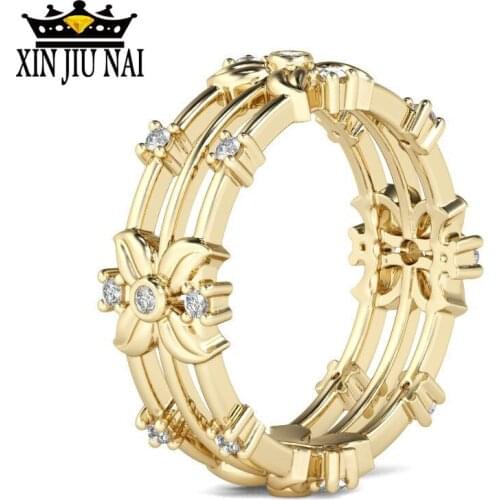 14k gold ring anillos silver Finger Rings Clear Cubic Zirconia Dazzling Daisy Jewelry Gifts Accessories Ring for Women gothic