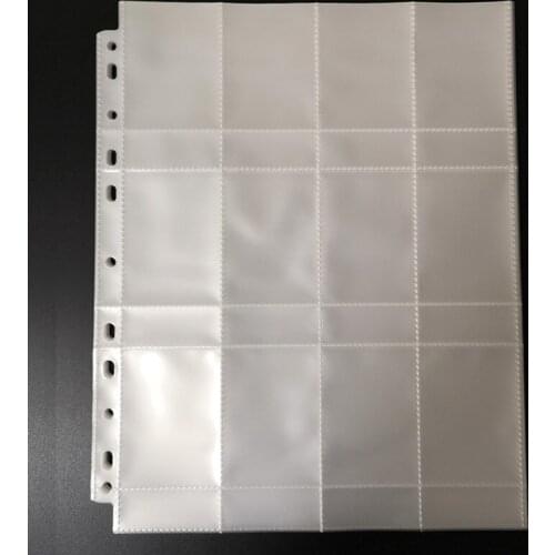 20 50 100 pages/lot 12 pocket soft Photo card page for 52*72mm post cards currency collection board game Card pages