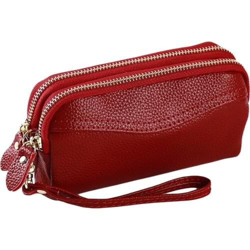 2020 Women Cosmetic Bag genuine Leather makeup bag travel organizer Purse Women clutch mobile phone bags Evening party handbag