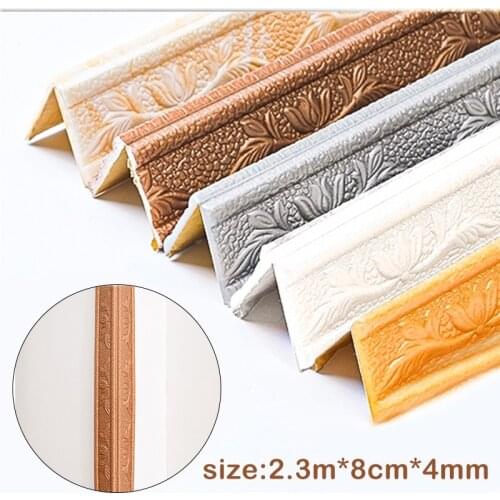 3D Foam Wall Edge Strip Stickers Self Adhesive Waterproof Baseboard Corner Waist Line Sticker Wall Stickers Trim Line Skirting