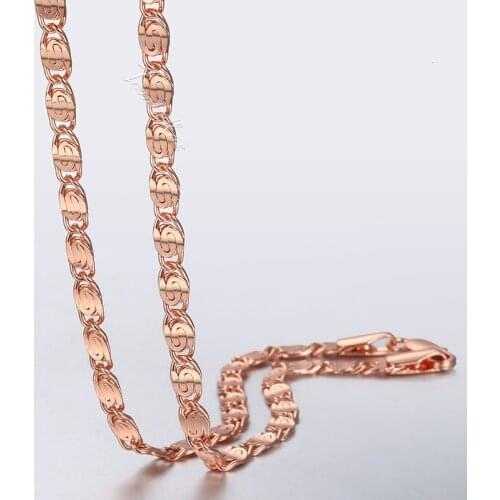 4mm Womens Mens Necklace Chain Snail Link 585 Rose White Yellow Gold Filled Wholesale Jewelry GNM110