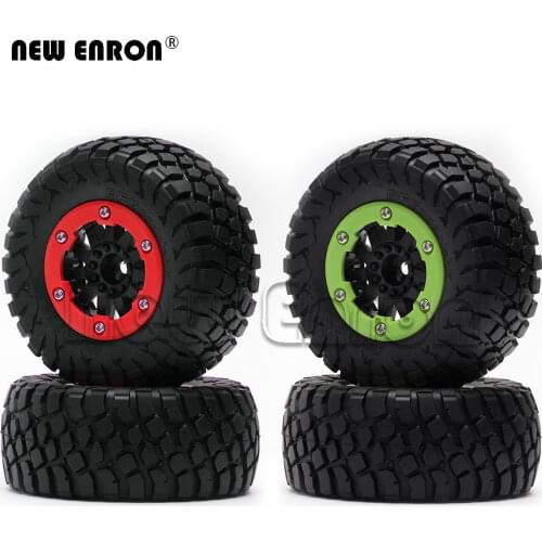 4Pc Alloy Beadlock Plastic Wheel Rim Hub 110mm RC Tires for 1/10 RC Truck Car Short Course Truck Traxxas Slash 4x4 VKAR 10SC HPI