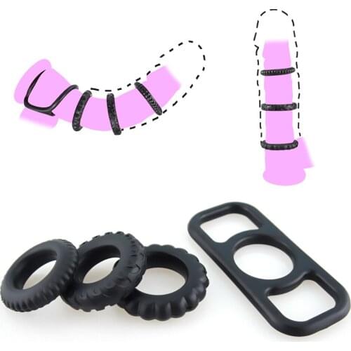 4pc Soft Silicone Cock Ring Dick Penis Ring Male Sex Toy Delayed Ejaculation Penis Sleeve Male Chastity Device Adult Sex Product