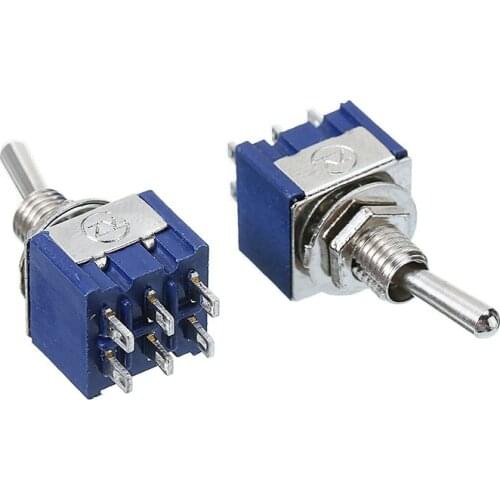 5pcs/10pcs Mini Toggle Switch MTS-202 6A 125V AC 6 Pins 2 Positions DPDT Type ON/ON Switches For Motors Parts