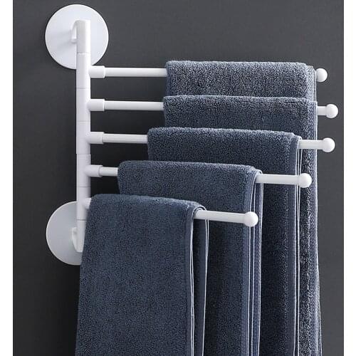 Cabinet Door Back Kitchen Accessory 5 Bar Rotating Towel Rack Wall Mount Punch-free Bathroom Bath Towel Holder Stand