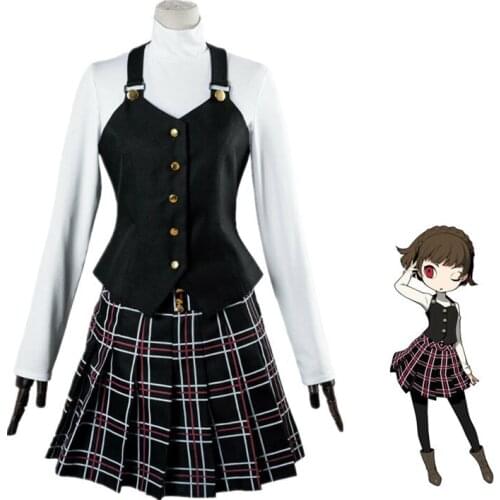 Anime Persona 5 Queen Makoto Niijima Cosplay Costumes School Uniform Wig Full Set Womens Clothes Halloween Carnival Women Girls