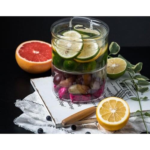 1Pc Ins Style Fruit Dessert Salad Glass Bowl With Lid Microwave Oven Bowl Heat-Resistant Household Snack Storage Jar Bowl