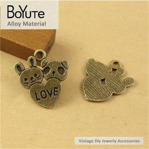 BoYuTe (60 Pieces/Lot) 18*20MM Vintage Jewelry Wholesale Antique Bronze Plated Zinc Alloy Lovers Charms for Jewelry Making
