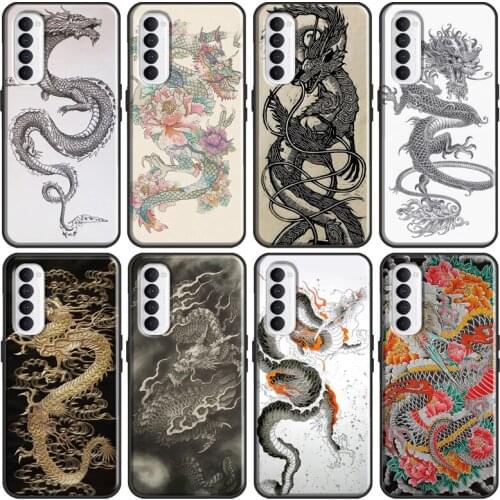 Ancient Japanese Dragon Case For OnePlus 9 Pro 7 8 T Nord 9R Coque For Realme 8 Pro 6 7 Q3 7i GT Neo C3 C11 C21