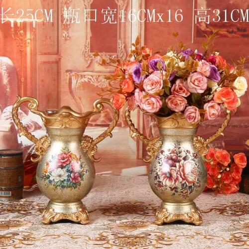 European resin living room TV background wall simulation dried flower vase flower table decoration