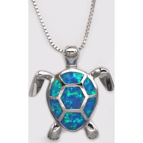 JZP0102 2018 Cute turtle pendants blue / purple / white / green fire opal pendant and necklace fashion jewelry