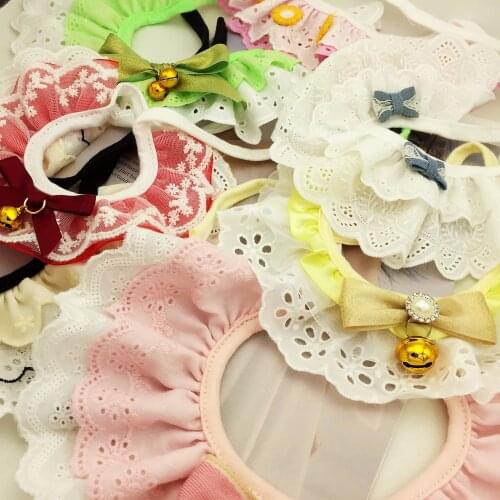 Korean Cotton Bowknot Pet Lace False Collar Lace Saliva Towel Dog Accessories Cat Bib French Cow Scarf Pet Accessories