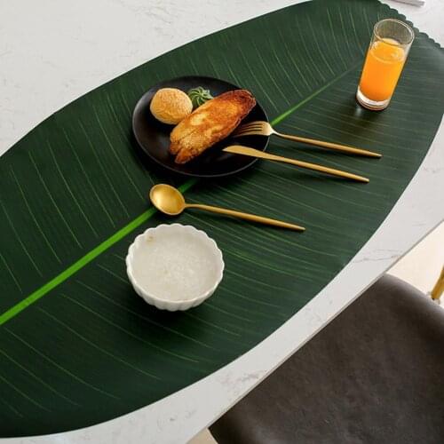 1 Pc Green Banana Leaf Shape Table Mat Eco-Friendly Heat Resistant Plastic Thickening Coaster And Tablecloth For Home Decor