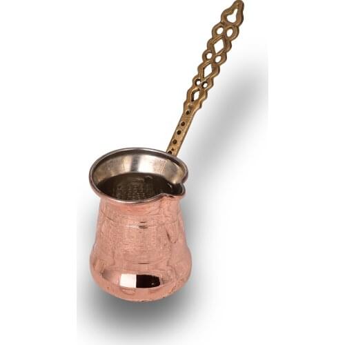 HANDMADE COPPER SULTAN COFFEE POT THICK BRASS HANDLE FOR 3 PERSONS