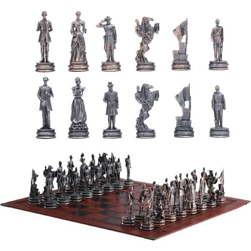 Metal Knight Theme Chess American Revolutionary War Luxury Knight Table Game Entertainment Toy Set Gift Sports Collectible Game