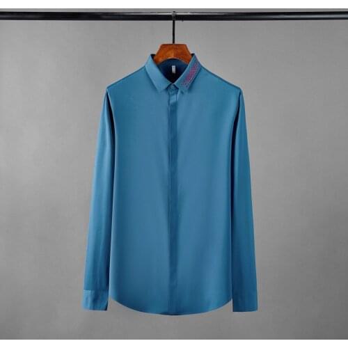 Minglu Long Sleeve Mens Shirts High Quality Solid Color Diamond Casual Male Shirts Fashion Slim Fit Party Man Shirts 3XL