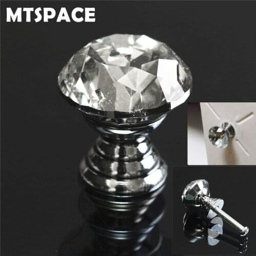 MTSPACE 1pcs 20mm Diamond Shape Design Crystal Glass Cabinet Knob Drawer Pull Handle Kitchen Door Wardrobe Hardware +Zinc Alloy