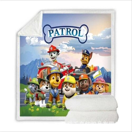 Paw Patrol Chase Skye Marshall Soft Warm Coral Fleece Blanket Winter Sheet Bedspread Plaid Throw Light Thin Mechanical Wash
