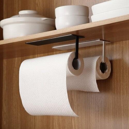 New Towel Holder Wall Mount for Kitchen/Bathroom Under Cabinet Rack with Strong Self Adhesive Paper Holders Bathroom Hardware
