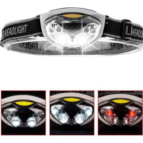 OcioDual head flashlight 4 + 2 LEDs front light lamp with Universal sport ribbon Front 4 White + 2red headlight 170 ° LED