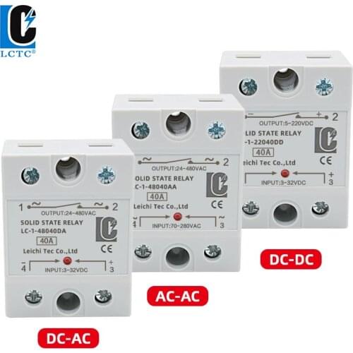 New Type SSR DC To AC Single Phase Solid State Relay 10A 25A 40A 60A 80A 100A 120A