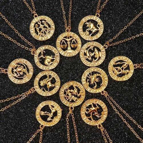 Fashion 12 Constellations Necklaces for Women Aries Capricorn Taurus Gemini Aquarius Pisces Sagittarius Scorpio Pendant Necklace