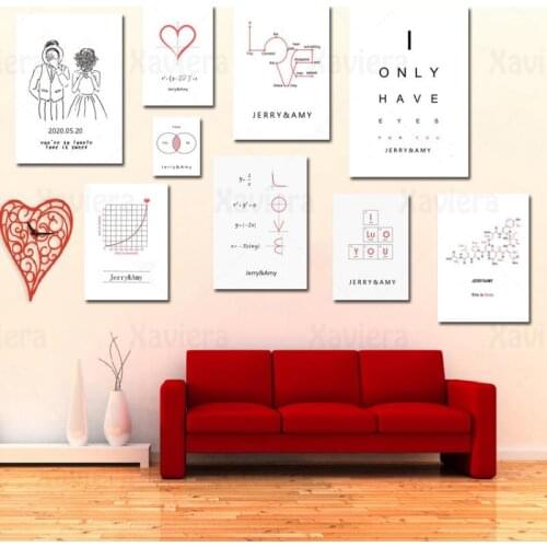 Personalized Decor Poster Wedding Customized Couple Name Anniversary Date Home Decoration Love Gift Mural Wall Art Canvas Print