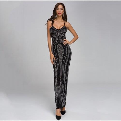 New style suspender dress sexy retro high waist slim slimming back split long skirt celebrity elegant temperament party dress