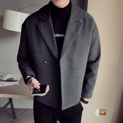 Casual Loose Wool Blends Short Coat England Style Single Button Windbreaker 2020 New Solid Color Winter Outerwear Plus Size 5XL